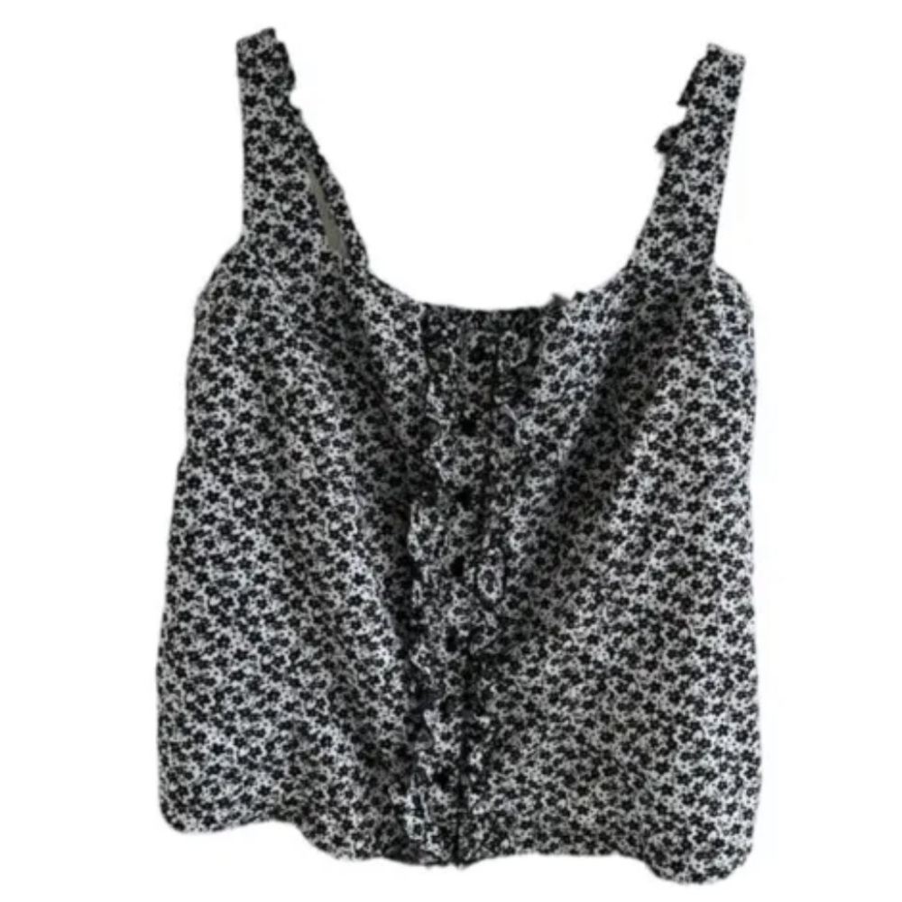 Torrid Black White Floral Ruffle Tank Top Plus Size 3X